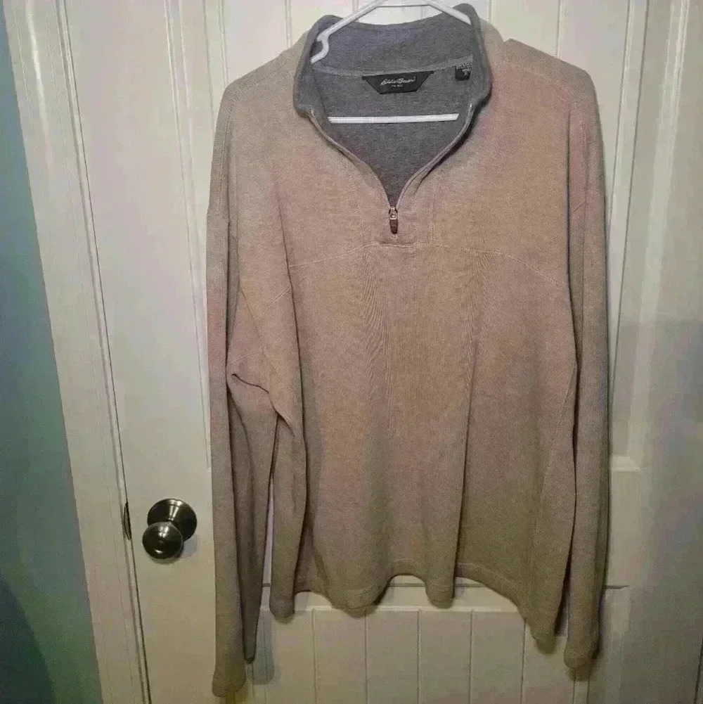 Eddie Bouer XL 100% cotton pull over 1/4 zip